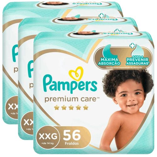 Kit 3 Fraldas Pampers Premium Care Xxg 56 Unidades Kit 3 Fraldas Pampers Premium Care Xxg 56 Unidades