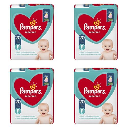Kit 4 Fraldas Pampers Super Sec 