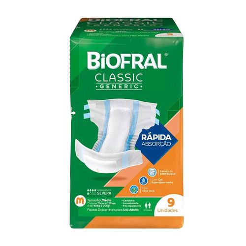 Kit 4 Fraldas Adulto Biofral Classic M 9 Unidades cada