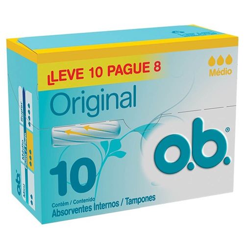Kit c/16 Absorvente Interno O.B. Médio c/ 10 Unidades