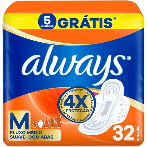 Kit c/16 Absorvente Always Pink Suave Com Aba 32 Unidades