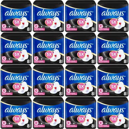 Kit c/16 Absorvente Cobertura Suave Noturno Com Abas Always Simples 8 Unidades cada