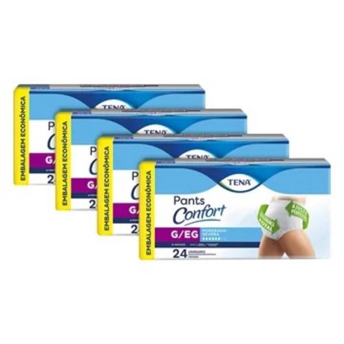 Kit 4 Fraldas Adulto Tena Pants Confort Hiper G/Eg 24 Unidades cada