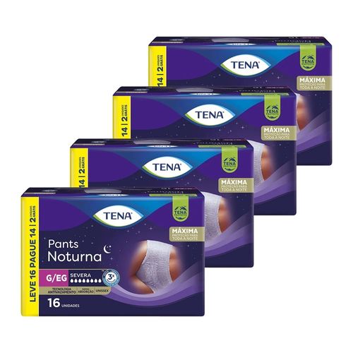 Kit 4 Fraldas Adulto Tena Pants Noturna G/Eg 16 Unidades cada