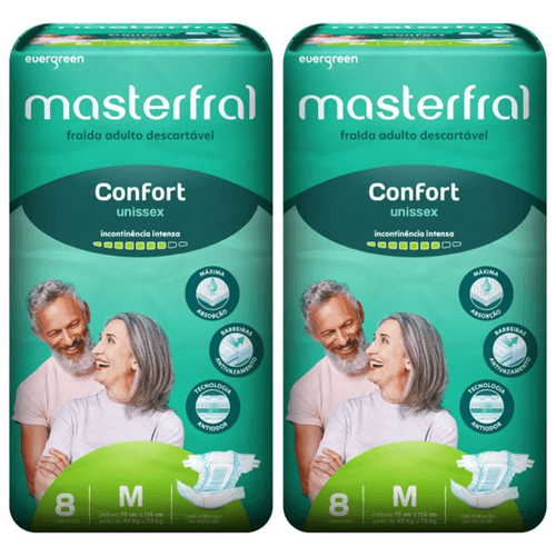 Kit 2 Fraldas Masterfral Confort M c/8 Unidades Kit 2 Fraldas Masterfral Confort M c/8 Unidades