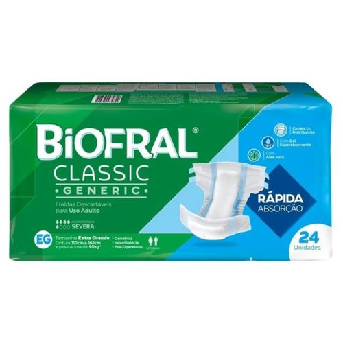Kit 4 Fraldas Adulto Biofral Classic Eg 24 Unidades cada