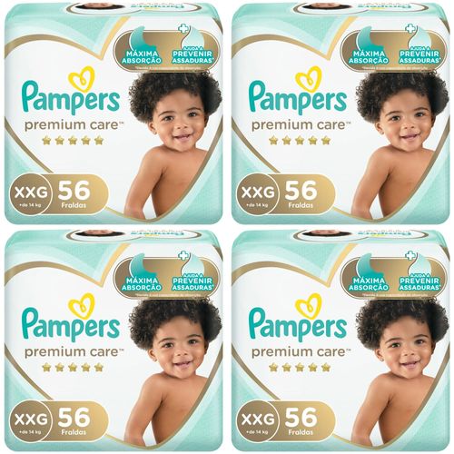Kit 4 Fraldas Pampers Premium Care Xxg 56 Unidades cada Kit 4 Fraldas Pampers Premium Care Xxg 56 Unidades cada