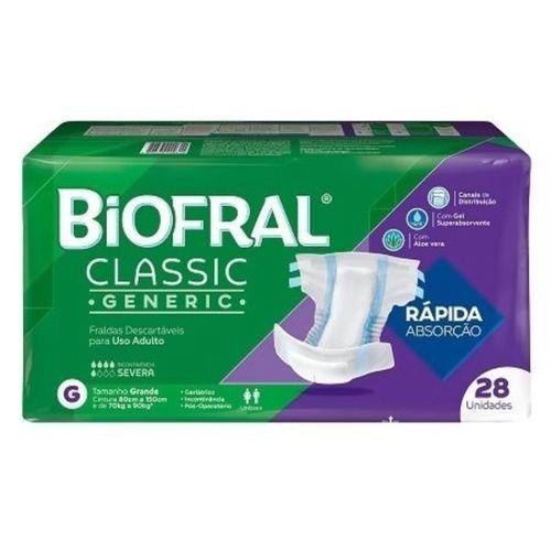 Kit 4 Fraldas Adulto Biofral Classic G 28 Unidades cada Kit 4 Fraldas Adulto Biofral Classic G 28 Unidades cada
