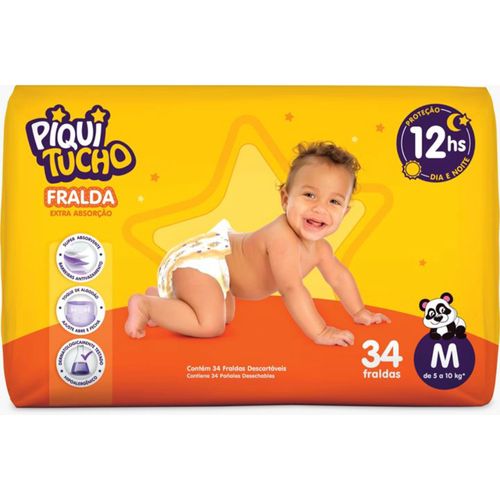 Kit 4 Fraldas Piquitucho M 34 Unid Kit 4 Fraldas Piquitucho M 34 Unid