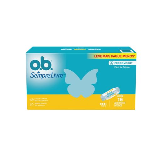 Kit c/16 Absorvente Interno ProComfort O.B. Médio Caixa 16 Unidades