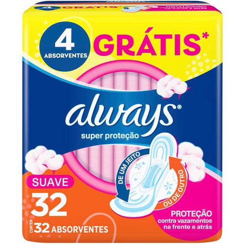 Kit c/16 Absorvente Básico Malha Suave Com Abas Always Simples c/32 Unidades