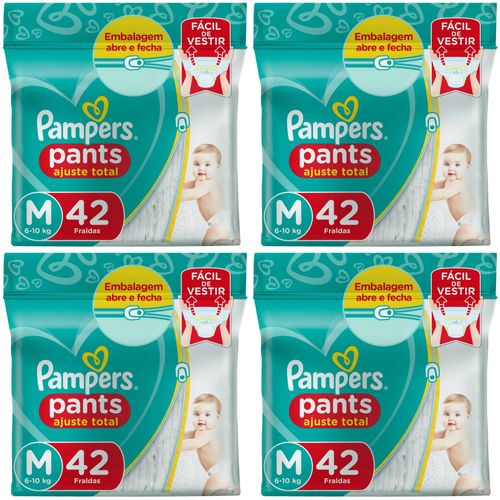 Kit 4 Fraldas Confortsec Pants ”M” Pampers Simples c/42 Unidades cada