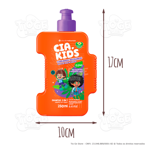 Shampoo Cia Kids 3x1 Todos Os Tipos De Cabelinhos Brasileiros 250ml