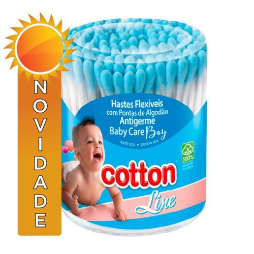 Cotonete Cotton Line Pote 150 Unidades Azul Boy Cotonete Cotton Line Pote 150 Unidades Azul Boy