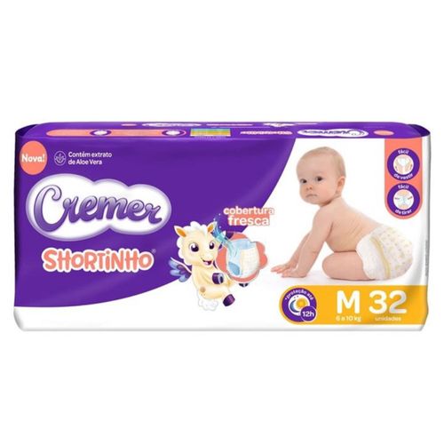 Fralda Descartável Cremer Shortinho Jumbo M 32 Unidades Fralda Descartável Cremer Shortinho Jumbo M 32 Unidades