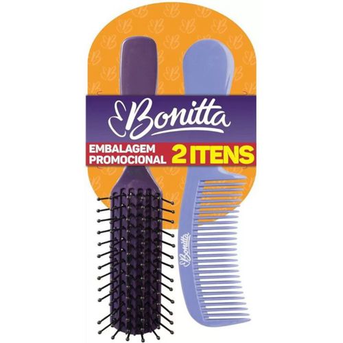 Escova Retangular + Pente Médio Economic Bonitta Escova Retangular + Pente Médio Economic Bonitta
