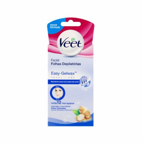 Cera Fria Facial Veet Peles Delicadas c/ 12 Folhas Cera Fria Facial Veet Peles Delicadas c/ 12 Folhas