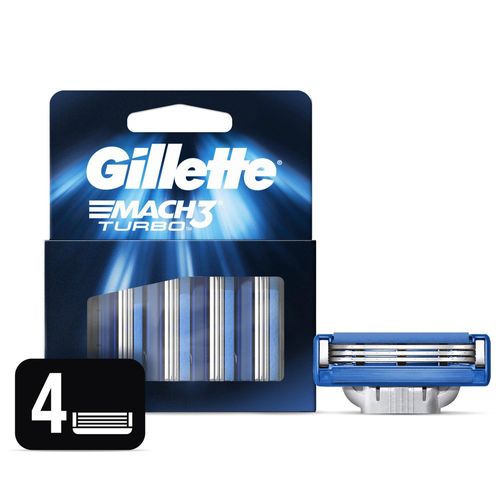 Carga De Laminas De Barbear Gillette Mach3 Turbo c/ 4 Unidades