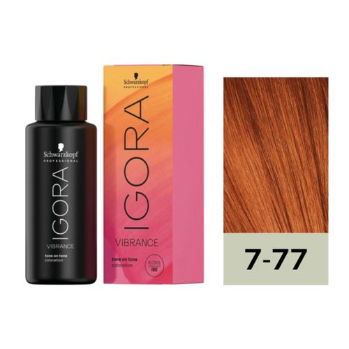 Igora Vibrance Tono 7-77 Rubio Medio Cobrizo Intenso 60ml Igora Vibrance Tono 7-77 Rubio Medio Cobrizo Intenso 60ml