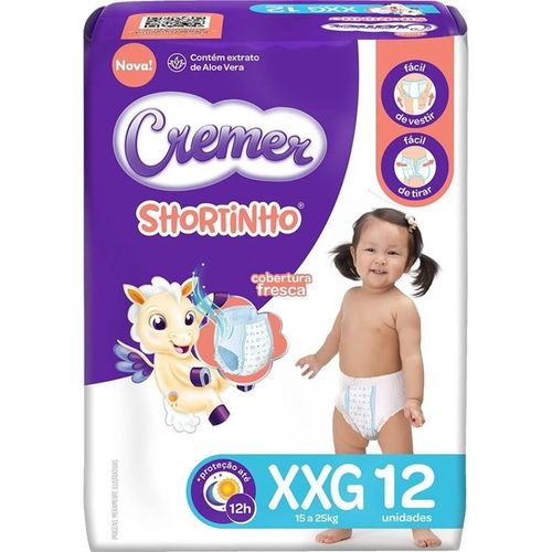 Fralda Descartável Cremer Shortinho Jumbin Xxg c/12 Unidades