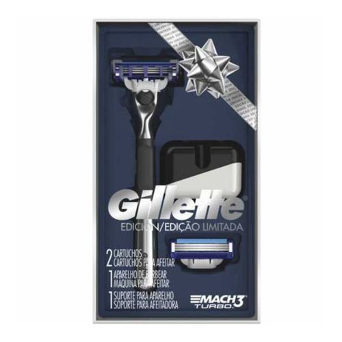 Kit Mach3 Turbo 1 Aparelho de Depilação + 2 Cargas + Suporte Kit Mach3 Turbo 1 Aparelho de Depilação + 2 Cargas + Suporte