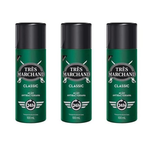 Kit c/ 3 Unidades de Desodorante Spray Tres Marchand 100ml Classic