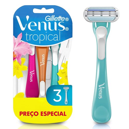 Aparelho De Depilação Gillette Venus Tropical Com 3 Unidades Aparelho De Depilação Gillette Venus Tropical Com 3 Unidades