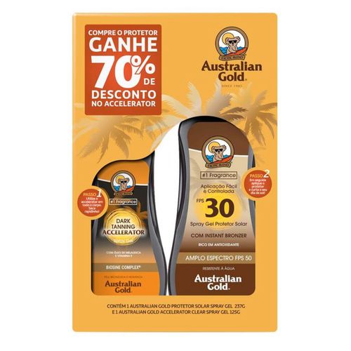 Australian Gold Dark Tanning Kit - Protetor Solar + Acelerador Kit Australian Gold Dark Tanning Kit - Protetor Solar + Acelerador Kit