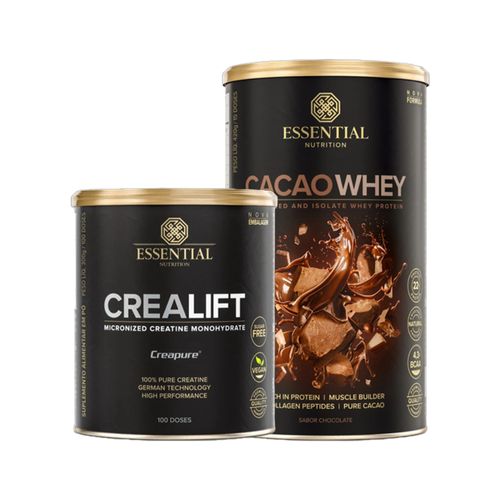 Kit Crealift e Cacao Whey Essential Nutrition