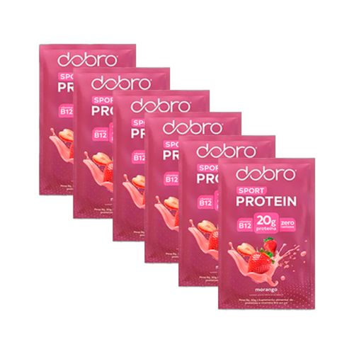Kit 6X: Proteína Vegana Morango Sachê Dobro 30g