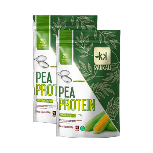 Kit 2X: Pea Protein Milho Verde Vegana Rakkau 600g Kit 2X: Pea Protein Milho Verde Vegana Rakkau 600g