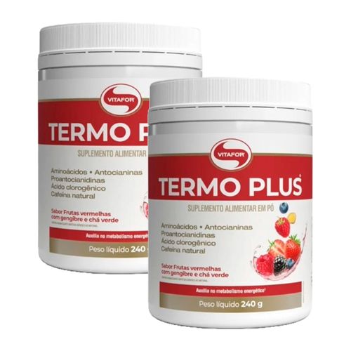 Kit 2X: Termo Plus Termogênico Frutas Vermelhas com Gengibre e Chá Verde Vitafor 240g Kit 2X: Termo Plus Termogênico Frutas Vermelhas com Gengibre e Chá Verde Vitafor 240g