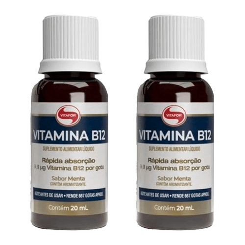 Kit 2X: Vitamina B12 Líquida Vitafor 20ml Menta