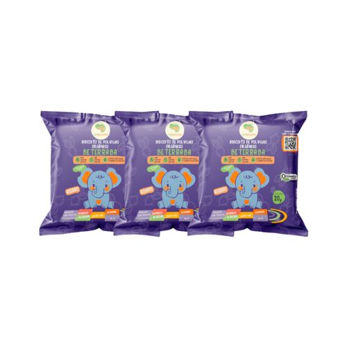 Kit 3X: Biscoito de Polvilho Beterraba Vegano Orgânico Crilancha 20g