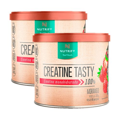 Kit 2X: Creatine Tasty Creatina Monohidratada Morango Nutrify 210g Morango