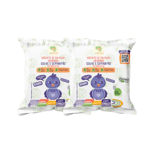 Kit 2X: Biscoito de Polvilho Couve e Espinafre Vegano Orgânico Crilancha 20g