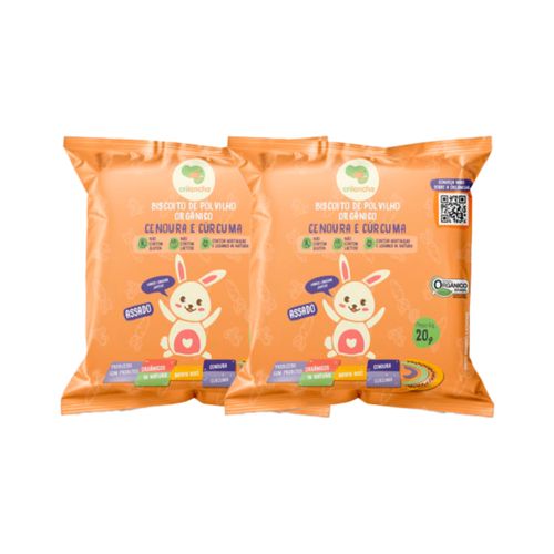 Kit 2X: Biscoito de Polvilho Cenoura e Cúrcuma Vegano Orgânico Crilancha 20g