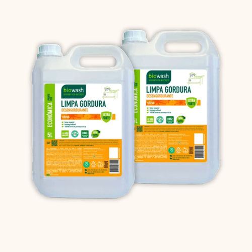Kit 2X: Desengordurante Limpa Gordura Biodegradável Biowash 5L Kit 2X: Desengordurante Limpa Gordura Biodegradável Biowash 5L