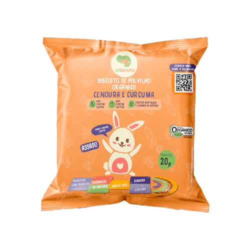 Biscoito de Polvilho Cenoura e Cúrcuma Vegano Orgânico Crilancha 20g
