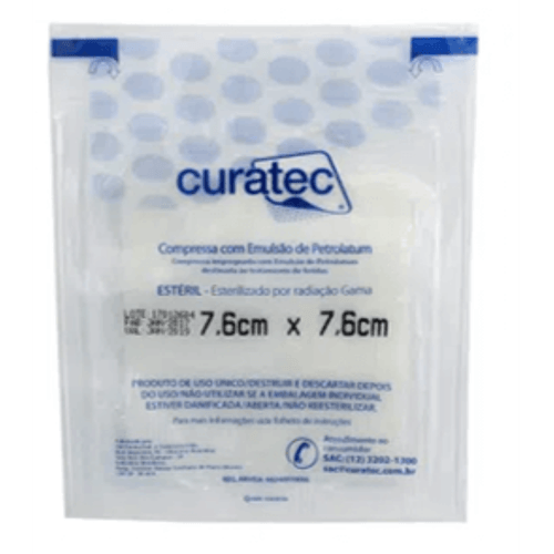 Curativo Compressa com Emulsão de Petrolatum 7,6 x 7,6cm - 6un - Curatec Curativo Compressa com Emulsão de Petrolatum 7,6 x 7,6cm - 6un - Curatec
