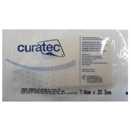 Curativo Compressa com Emulsão de Petrolatum 7,6 x 20,3cm - 6un - Curatec Curativo Compressa com Emulsão de Petrolatum 7,6 x 20,3cm - 6un - Curatec