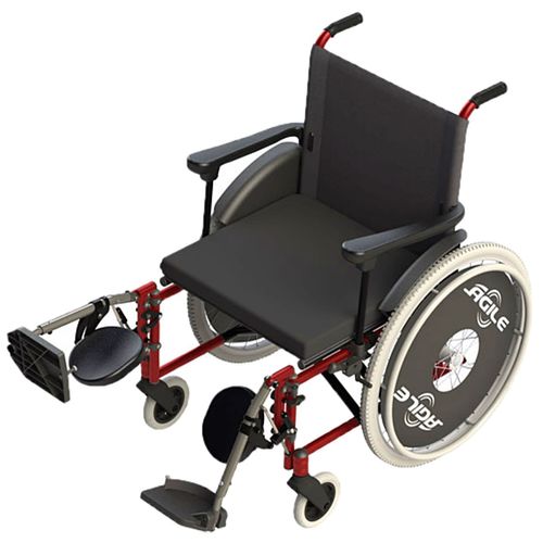 Cadeira de Rodas Agile Jaguaribe com Elevação de Pernas - Vermelha - 44cm Cadeira de Rodas Agile Jaguaribe com Elevação de Pernas - Vermelha - 44cm