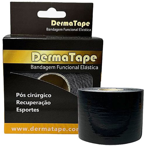 Bandagem Elástica Kinesio DermaTape 5mx5cm Preta Bandagem Elástica Kinesio DermaTape 5mx5cm Preta