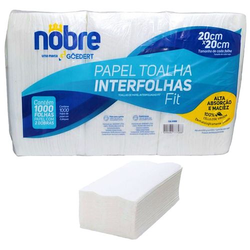Papel Toalha Interfolha Nobre Fit 20X20cm - 1.000 folhas Papel Toalha Interfolha Nobre Fit 20X20cm - 1.000 folhas