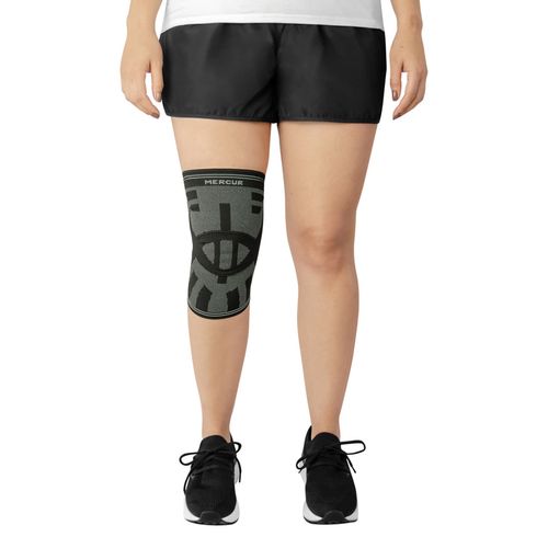 Joelheira de Compressão Elástica Mercur - Preto/Grafite - Tamanho G - Unidade Joelheira de Compressão Elástica Mercur - Preto/Grafite - Tamanho G - Unidade