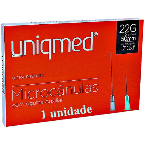 Microcânula Ultra-Premium 22Gx50mm Agulha Auxiliar 21Gx1 - unidade