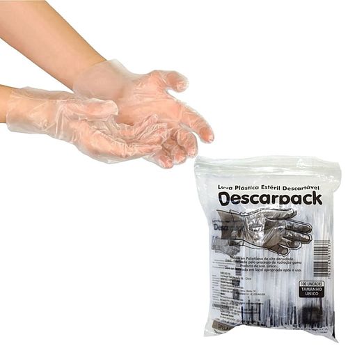 Luva Plástica Descaparck Estéril Descartável - 100 luvas Luva Plástica Descaparck Estéril Descartável - 100 luvas