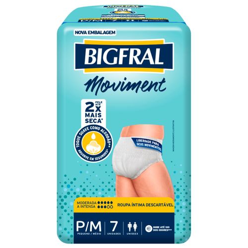Roupa Íntima Moviment Bigfral Unissex - Tamanho P/M - 07 unidades Roupa Íntima Moviment Bigfral Unissex - Tamanho P/M - 07 unidades