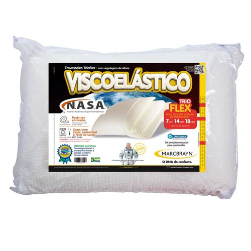 Travesseiro Trioflex Viscoelástico Nasa MarcBrayn - 7cm / 14cm / 18cm Travesseiro Trioflex Viscoelástico Nasa MarcBrayn - 7cm / 14cm / 18cm