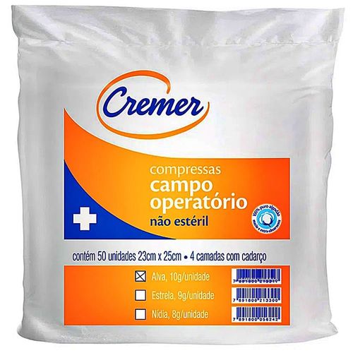 Campo Operatório Cremer com cadarço 23X25cm - 50 unidades Campo Operatório Cremer com cadarço 23X25cm - 50 unidades